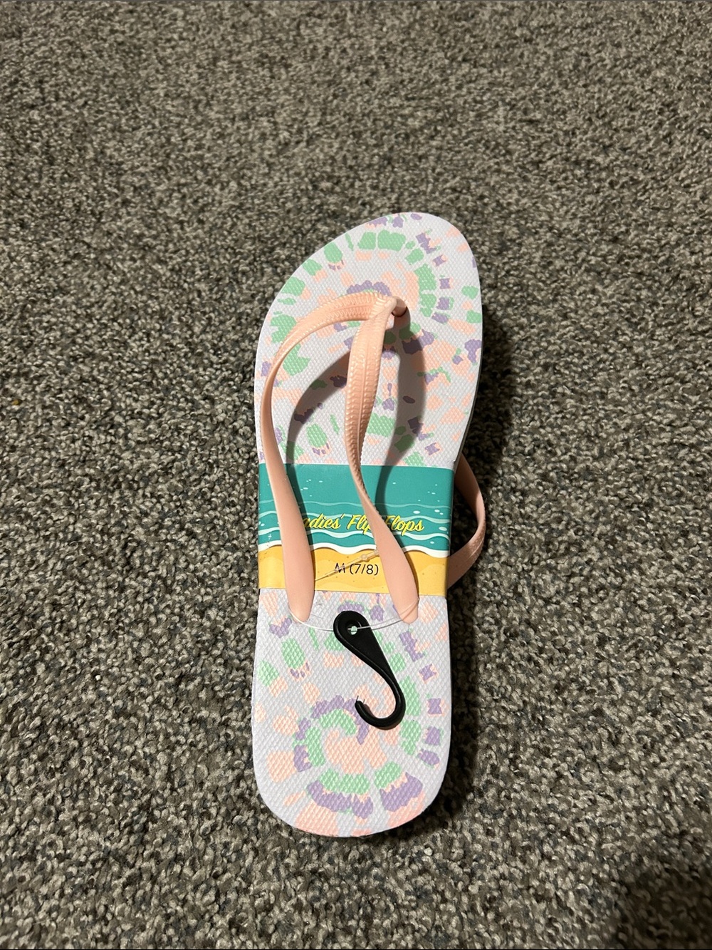 Pastel Tie-Dye Flip Flops with Peach Straps